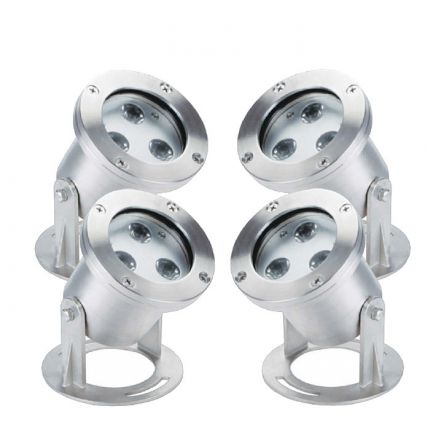 4er SET Power LED Spot Edelstahl 3W