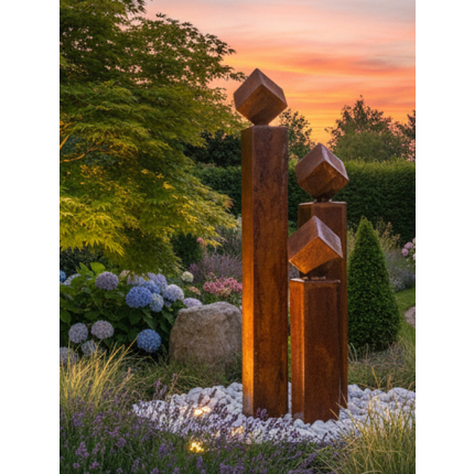 Cortenstahl Gartenbrunnen Norwich 3er SET 140S10