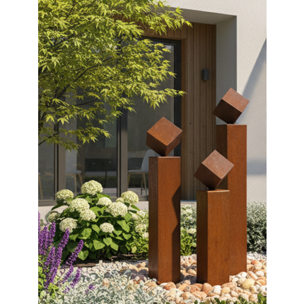 Cortenstahl Gartenbrunnen Norwich 3er SET 170S20