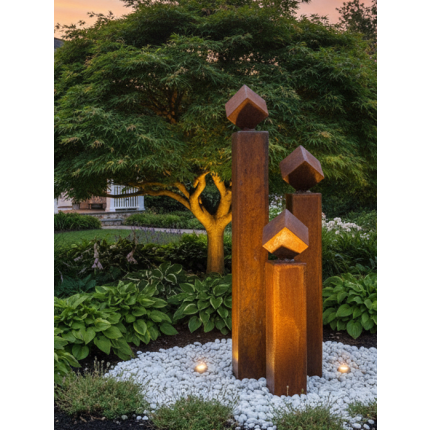 Cortenstahl Gartenbrunnen Norwich 3er SET 140S15