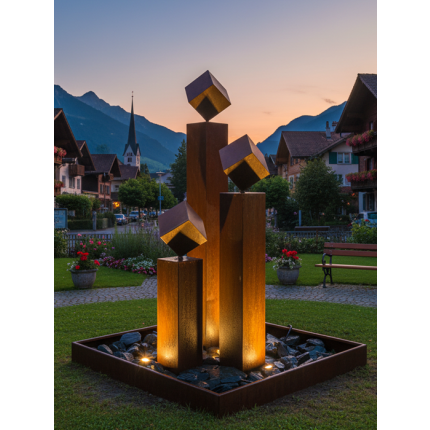 Cortenstahl Gartenbrunnen Norwich 3er SET 170S20