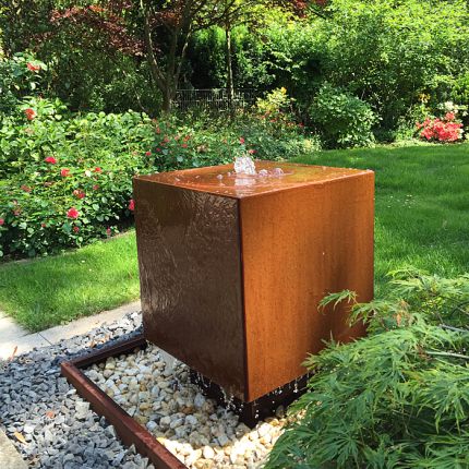 Gartenbrunnen Cortenstahl Cube Fabia