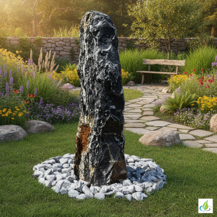 Quellsteinbrunnen Set Black Angel Marmor 150