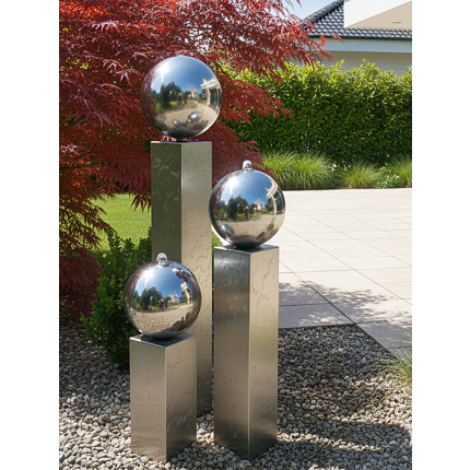 Edelstahl Gartenbrunnen Frankfurt 3er SET 125S25