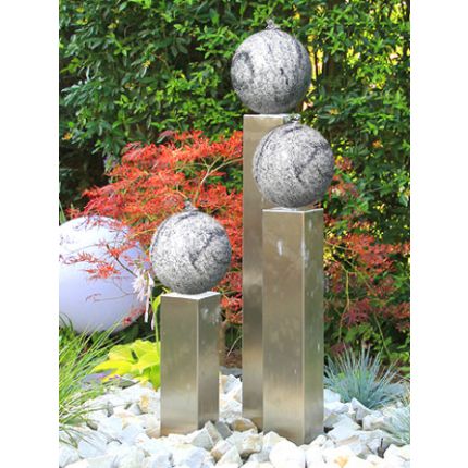 Edelstahl Gartenbrunnen Kiel 3er SET 150S30