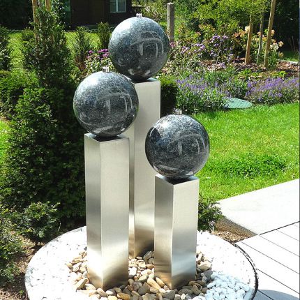 Edelstahl Gartenbrunnen Kiel 3er SET 130S30