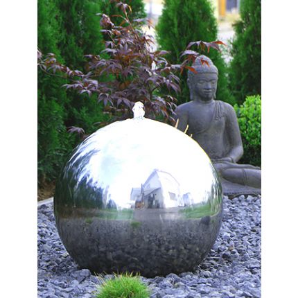 Gartenbrunnen Edelstahl Mondial 40 LED Edelstahlkugelbrunnen - B01