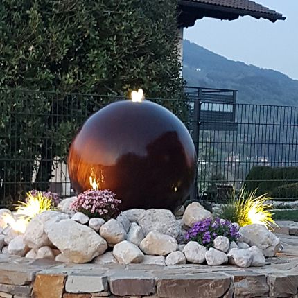 Gartenbrunnen-cortenstahl-kugelbrunnen-30, 40, 50cm