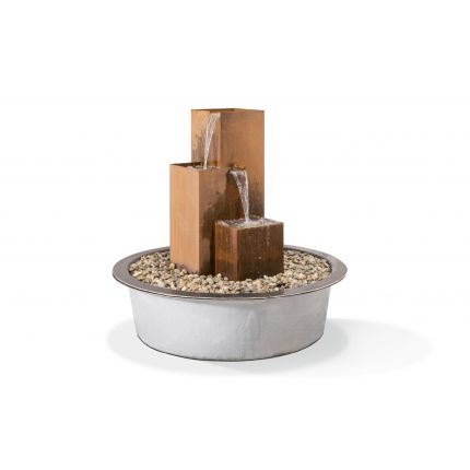 Cortenstahlbrunnen Cubus Trio