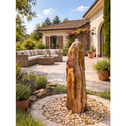 Gartenbrunnen Naturstein mediterraner Stil - Exklusiver Quellsteinbrunnen aus Naturstein