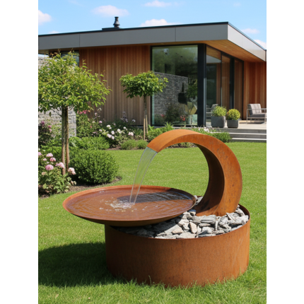 Gartenbrunnen Terrassenbrunnen Cortenstahl Wasserfall Sheldon