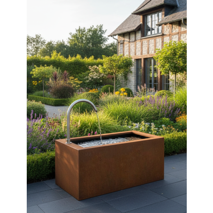 Cortenstahl Trogbrunnen Aqua Fall TB1