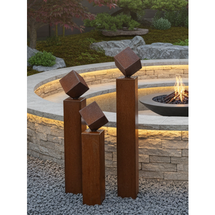 Cortenstahl Gartenbrunnen Norwich 3er SET 100S15