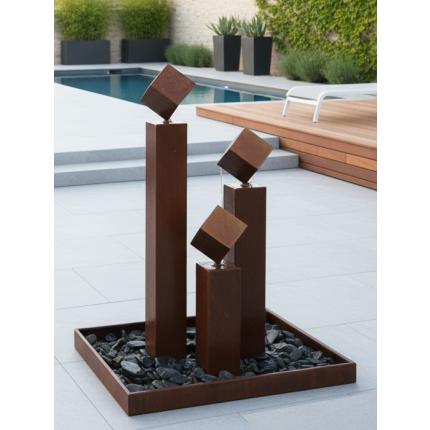 Cortenstahl Gartenbrunnen Norwich 3er SET 120S15