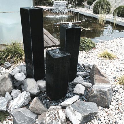 Gartenbrunnen Granitbrunnen Black Stone 10x10 bild 2