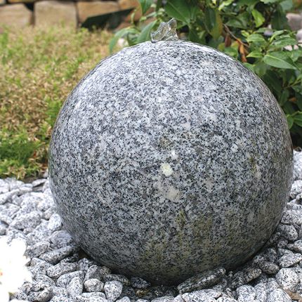 Gartenbrunnen Granitkugel Grey Moon LED
