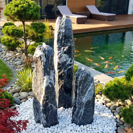 Quellsteinbrunnen 3er Set Tiger Black 120