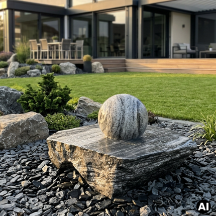 Kugelbrunnen Wachauer Marmor mit schwimmender Kugel