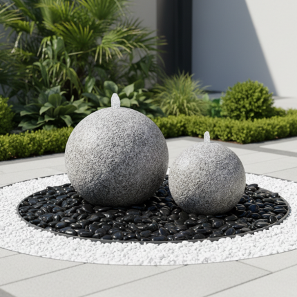Gartenbrunnen Granitkugel Duo 40 LED